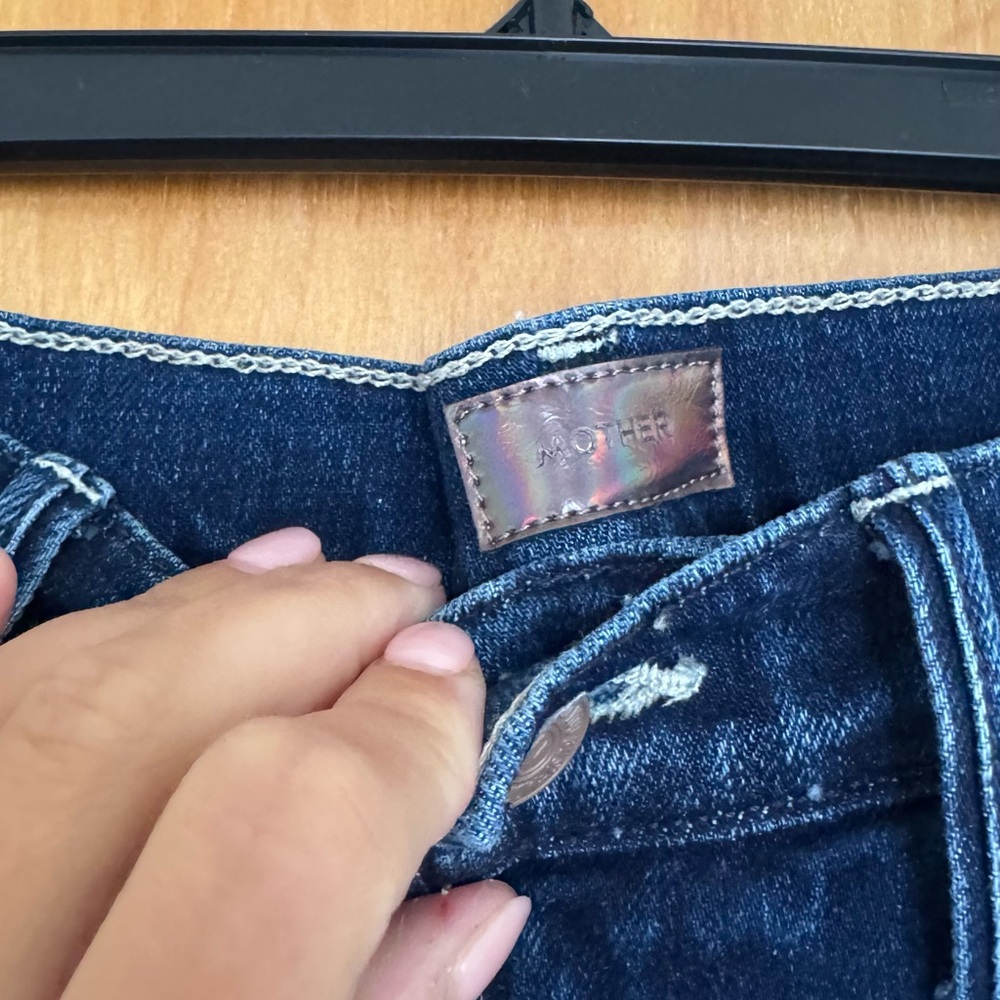 MOTHER High-Rise Straight Jeans in Dark Blue Denim - Picture 5 of 9